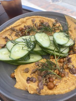 The adapted vegan hummus plate.  at The Naughty Fox in Santa Catalina Island
