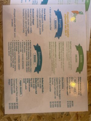 Menú  at Veggie Kitchen in Salento