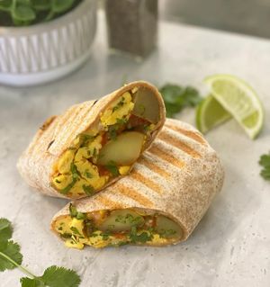 The Just A Burrito - Just egg, pico de gallo, home fries and cheese. at Vibrant Beat Cafe in Fort Myers