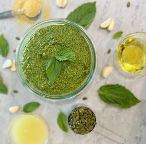 Homemade Pest. Served in a variety of our menu offerings, or purchase some in bulk to take home! at Vibrant Beat Cafe in Fort Myers