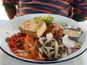 Vegan kimchi bowl  at Dialog Cafe in West Hollywood