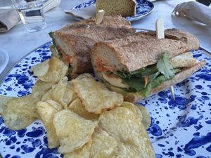 Bahn mi (tofu, sriracha vegan aioli)  at Dialog Cafe in West Hollywood