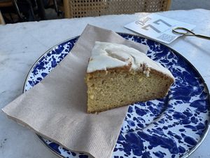 Vegan Lemon olive oil cake  at Dialog Cafe in West Hollywood
