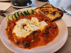 Shakshouka with tofu at The Green Bakery in Sydney