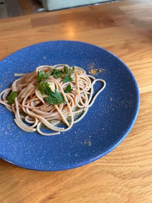 Japanese Algae pasta（vegan borgatta pasta） at Mer in Tokyo