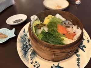 Steamed veggies  at Mer in Tokyo