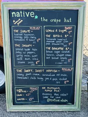 Menu   at native, et al. in Aberdeen