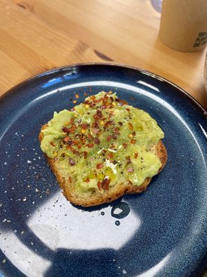 1/2 order Avo Toastt  at Karma Cafe & Smoothie Bar in Waukesha