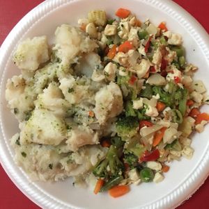 Ñame and Tofu with veggies  at La Familia in Mayaguez