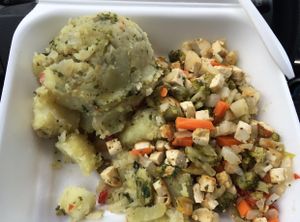sweet potatoes and tofu with veggies at La Familia in Mayaguez