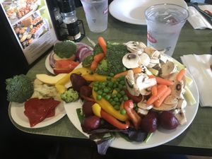 Vegan hard at the salad bar! at Jason's Deli in Midland
