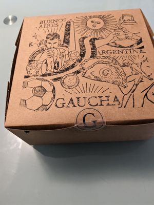 Came delivered in a cute little box. at Gaucha Vegan in Hallandale Beach