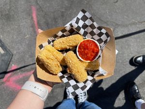 mozz sticks (Nodoh)  at North Park Vegan Food PopUp in San Diego