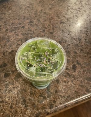 Lavender matcha latte with oatmilk!  at Keweenaw Coffee Works in Calumet