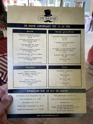 Menu  at Eetcafé de Baron in Utrecht