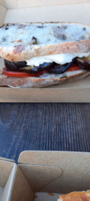 Eggplant ricotta sandwich at Greens Supermarket in Newtown