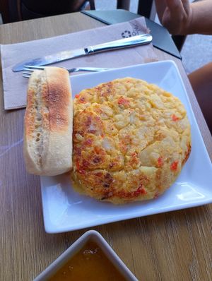 Tortilla vegana de patata con piperrada at Baserri in Getxo
