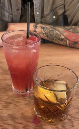 Elderberry drink and banana old fashioned  at Scotch & Rye in Inverness