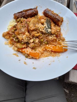 Couscous vegan déjà bien entammé at Le Chateau de Cambiaire in Saint-etienne-vallee-francaise