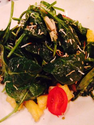 Spinach and grilled pineapple vegan salad at Eatonville in Washington