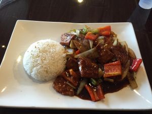 Soy Protein and Ginger Soy Sauce - Tasty!  at Ovo - Simply Veggie in College Park