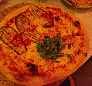 Pizza half vegetaria half with eggplant at L'Osteria in Aachen