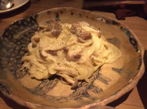 Spaghetti Millet Carbonera at Ukishima Garden in Naha