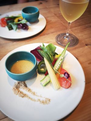 Salad... The sauce is awesome at Ukishima Garden in Naha