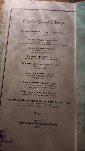 vegan tasting menu at The Athenian House in Santorini