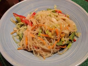 Cellophane noodles with Wok vegetables at Prekrasnaya Zelenaya in St Petersburg