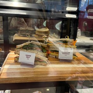 two veg sandwiches (apparently the veggie melt can be made vegan by removing the cheese)   at SEA - Costa Coffee - North Terminal in Seattle