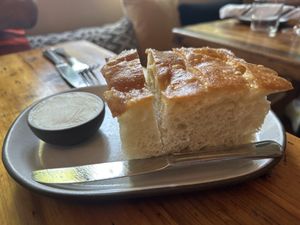 Vegan focaccia with vegan butter  at The Pheasant in Dennis