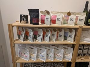 Coffee array at Tonka Pastisseria Vegana in Barcelona