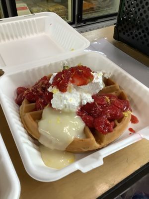 Lemon Strawberry Waffle at GVB Deli in London