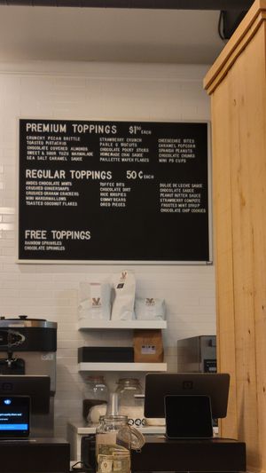 Vegan chocolate chip, gummy bears, peanut butter sauce, strawberry compote, May 2024 at Lu & Aug's in Ardmore