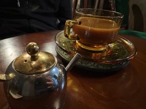 Freshly blended coffee with almond milk  at NEWORDER in Osaka