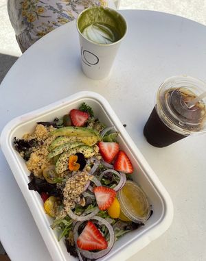 Arvo Salad (2023 pic) Matcha latte + americano  at Arvo Cafe in Honolulu