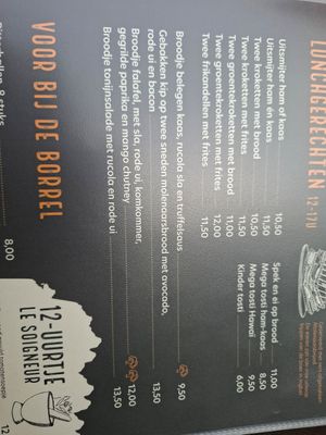 Menu june 2025. 2 broccoli means its vegan at Bistro Le Soigneur in Plombieres
