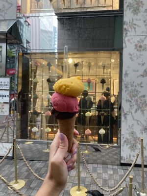 Mango, raspberry and extra dark gianduia  at Venchi Ginza Store in Tokyo