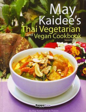 May Kaidee's famous cookbook
 at May Kaidee's Vegetarian Restaurant - Samsen in Bangkok