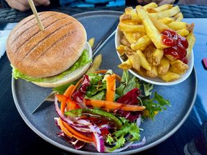 Spicy Vegan Burger at The Bridge Restaurant in Pitlochry