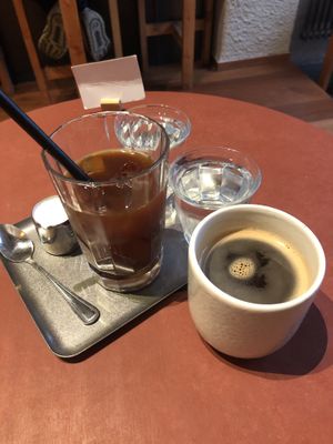 Iced americano decaf and americano   at Stella Specialty Coffee Bar in Brussels