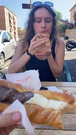 Vegan pastries with white chocolate, chocolate cream and a croissant with chocolate cream   at Cavaliere Caffe in Rome