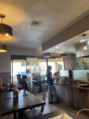 Inside, kitchen visible from tables, great service!   at Atticus Cafe in Anaheim