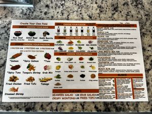 Menu side 2  at Poké Island Plus in Tampa