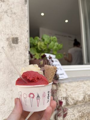 Raspberry and cocoa fruit   at Ombra in Rovinj