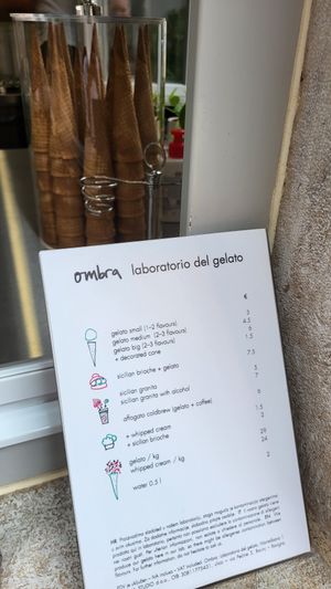 Pricelist at Ombra in Rovinj