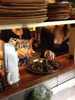 shop staff from Vienna at Vespera's Falafel in Tokyo