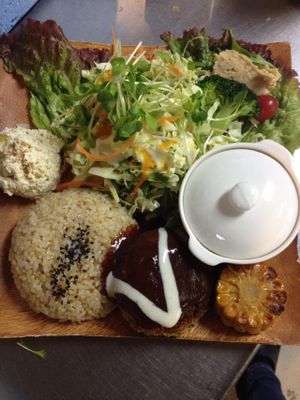 soy chicken KARAAGE at Vespera's Falafel in Tokyo