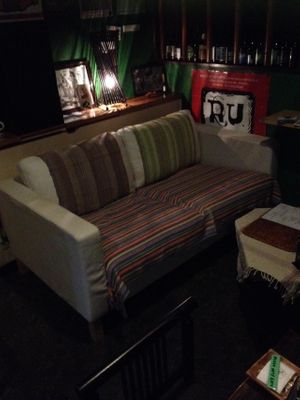 new sofa at Vespera's Falafel in Tokyo